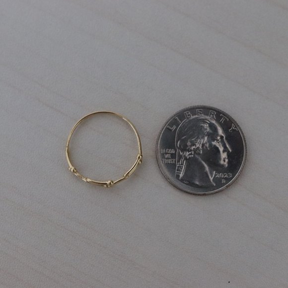 Size 6.5inches 1.33g Real Gold 18k Yellow Gold U-Bar 3 Hoops Link Ring Jewelry - Picture 7 of 12